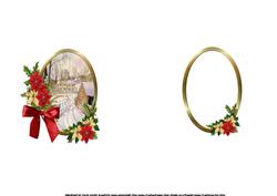 Snowy Village with Christmas Flowers Insert