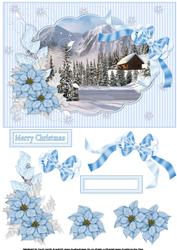 Snow Cabin Christmas Scene