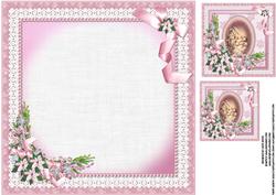 8x8 Vintage Scene with Pink Poinsettias Insert Plate