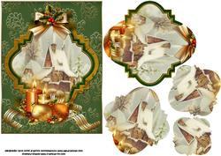Vintage Christmas Church with Candles Shaped Pyramid