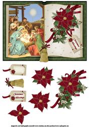 Christmas Nativity Open Book Topper with Decoupage