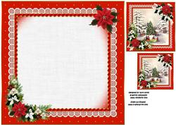 8x8 Traditional Vintage Christmas Scene Red Insert Plate