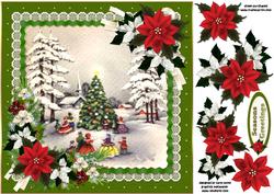 8x8 Traditional Vintage Christmas Scene Green