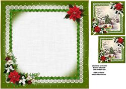 8x8 Traditional Vintage Christmas Scene Green Insert Plate