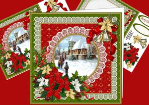 8x8 Red Green and Gold Vintage Christmas Mini Kit