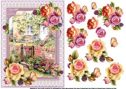 Rose Cottage in Lace Frame