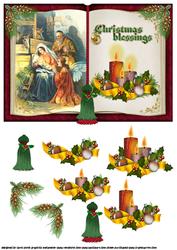 Vintage Nativity Book Topper with Decoupage Red