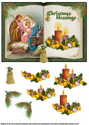 Vintage Christmas Nativity Book Topper with Decoupage Green