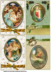 Selection If Four Vintage Nativity Medallion Toppers