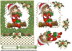 Girl with Kitten Christmas Quick Card