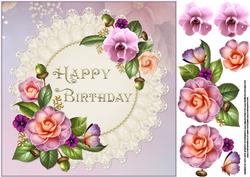 8x8 Happy Birthday with Camellias
