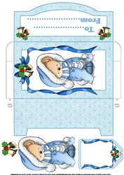 Christmas Snuggle Bear Blue Money Wallet