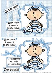 Out at Last New Baby Boy Quick Card