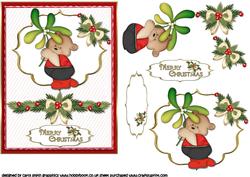 Shy Bear with Mistletoe Quick Card