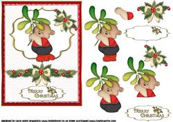 Shy Bear with Mistletoe