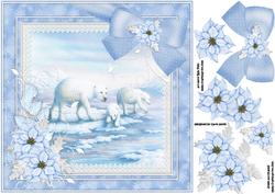 8x8 Iced Blue Polar Bears Christmas