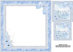 8x8 Iced Blue Polar Bears Christmas Insert Plate