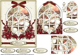 Christmas Snowy Scene Through the Window 5 Languages Pyramid