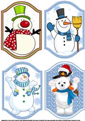 Four Christmas Snowman Theamed Shaped Toppers