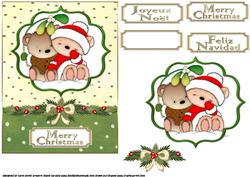 Christmas Teddy Couple 3 Languages Quick Card