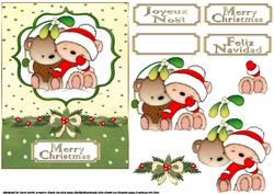 Christmas Teddy Couple 3 Languages
