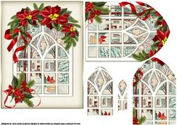 Vintage Christmas Church Through the Window Pyramid