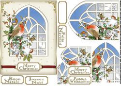 Christmas Robin Looks Through the Window Pyramid