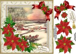 8x8 Vintage Christmas Scene Ivory