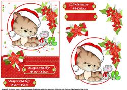Christmas Kitty Kisses Red Quick Card