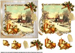 Vintage Golden Christmas Scene