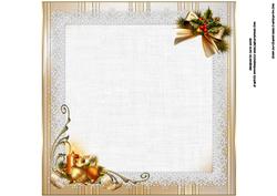 8x8 Vintage Golden Christmas Scene Insert Plate