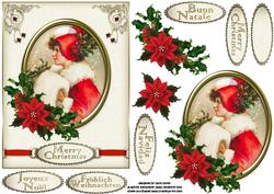 Vintage Christmas Framed Girl 5 Languages