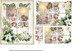 Vintage Christmas Through the Snowy Window Pyramid