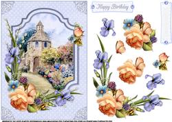 Dovecote Cottage with Roses and Iris
