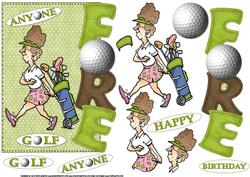 Golfing Lady Over the Edge