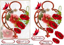 Poppies in Art Deco Frame Quick Card