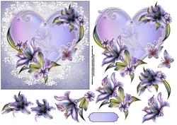 Beautiful Lilies on Heart Frame