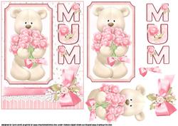 Teddy Has Flowers for Mum Quick Card