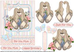 Beautiful Bunny with Flowers for Mum