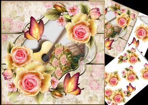 8x8 Roses Butterflies and Music Shabby Chic Mini Kit