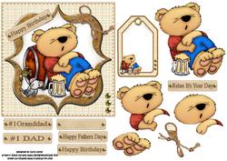 Birthday Beer Bear Decoupage