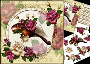 8x8 Violin with Roses Mini Kit