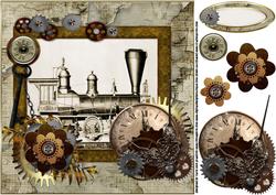 8x8 Vintage Steampunk Steam Train