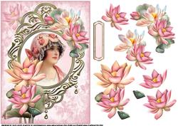 Vintage Lady with Lotus Blossom