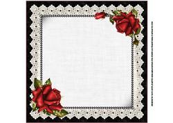 8x8 Cameo Vintage Lady with Red Roses Insert