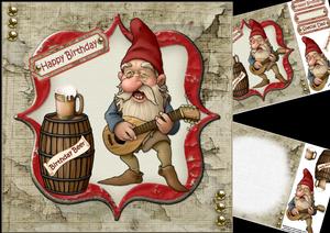 8x8 Birthday Beer Mandolin Gnome Mini Kit