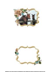 Three Horses at the Fence with Roses Insert