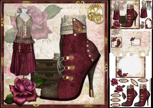 8x8 Lacy Steampunk Boot with Rose Mini Kit