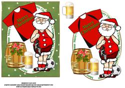 Santa Love Football and a Pint Quick Card