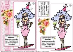 Stella and Her Birthday Wine Quick Card